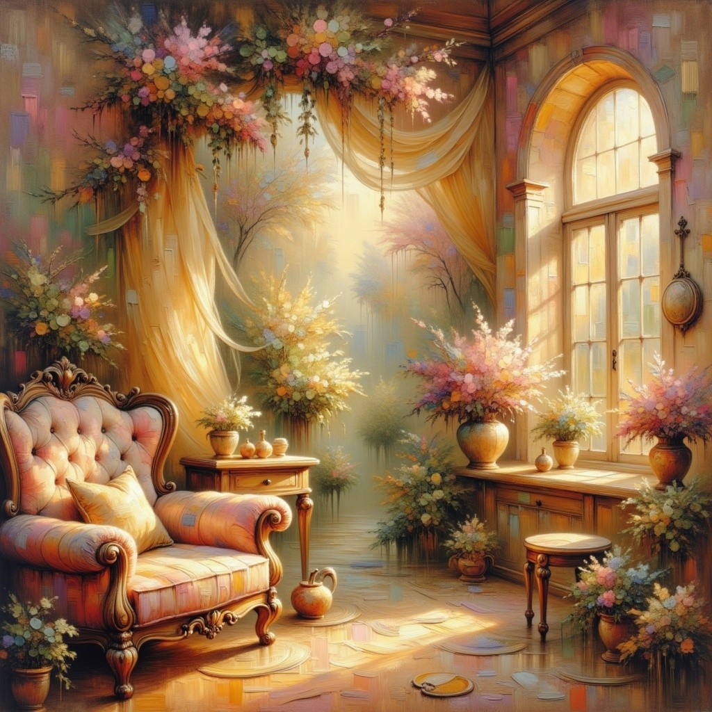 Stylish Vintage Interior with Plush Armchair and Decor