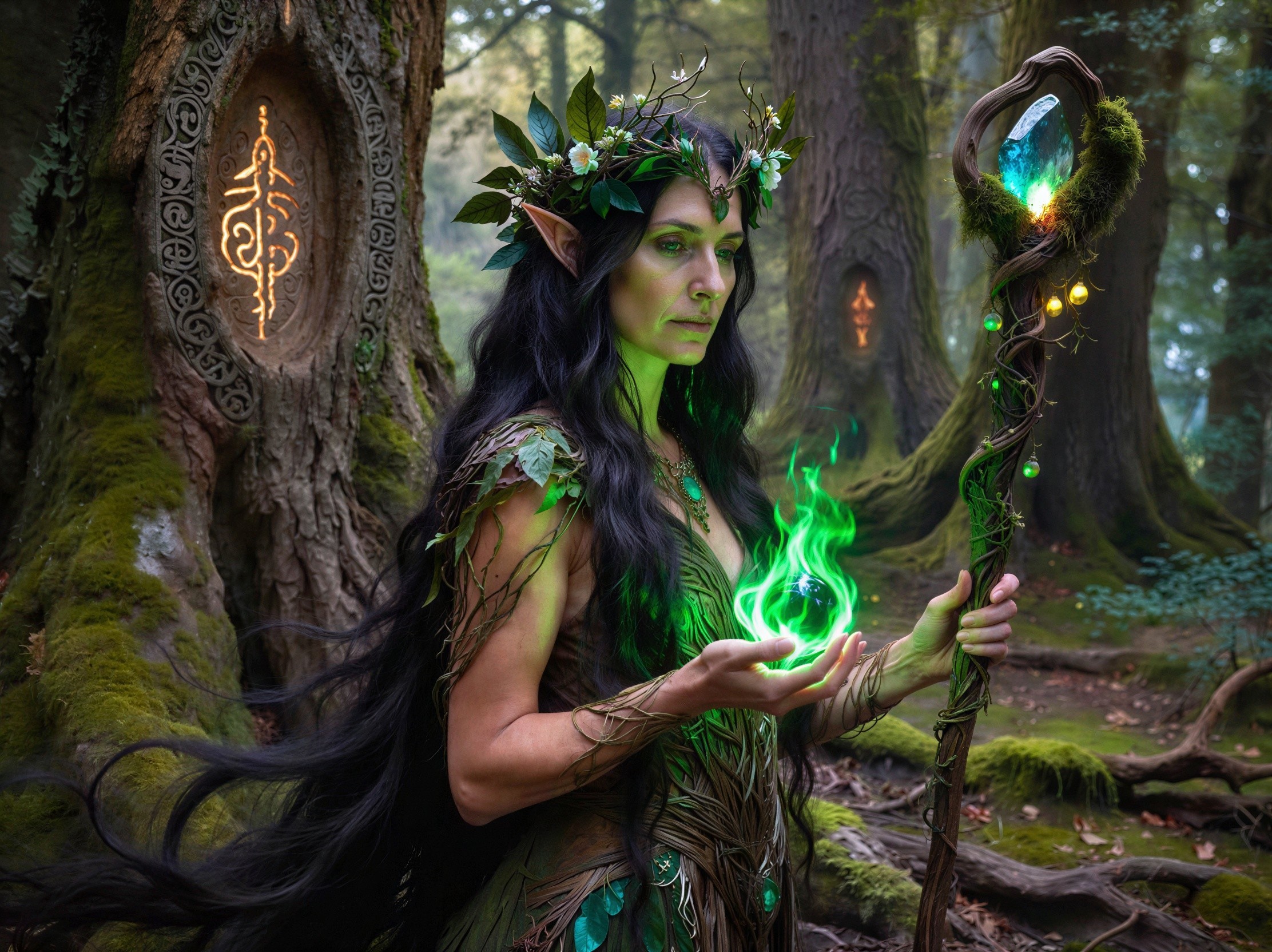 Elven Nature Woman in Mystical Forest Setting