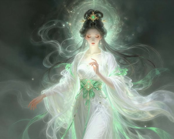 Mystical Digital Painting of an Asian Woman in Gown