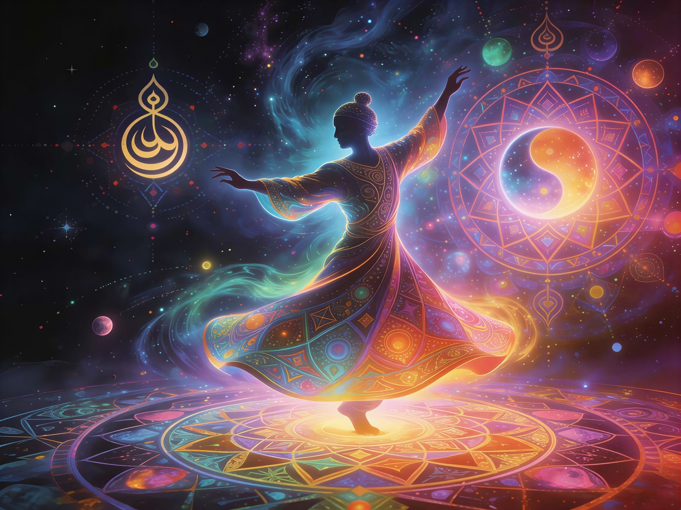 Psychedelic Digital Painting of a Dancing Woman