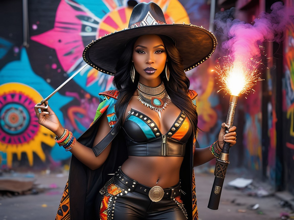 Confident Woman in Stylish Alleyway Fashion Attire