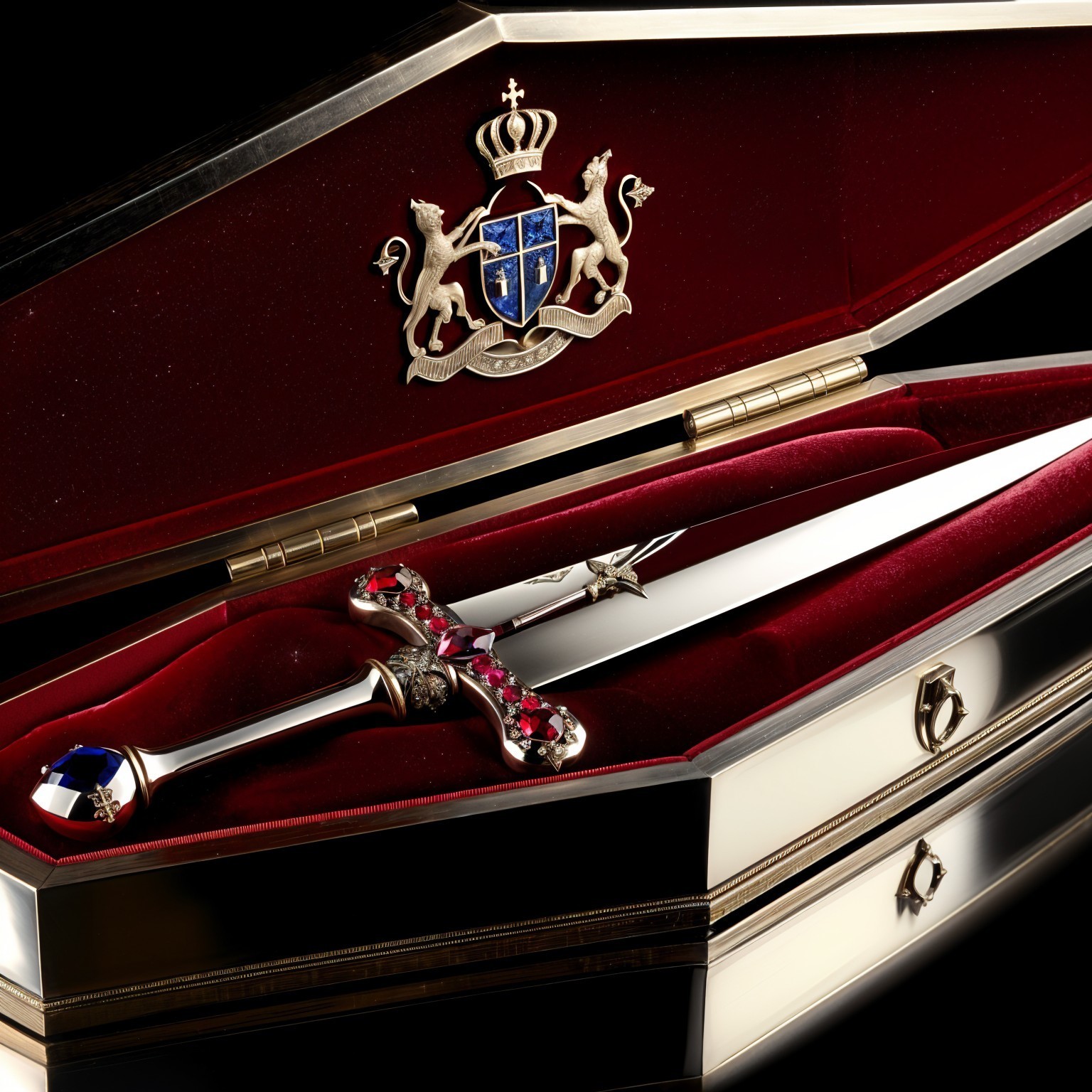 Ornate Sword in Luxurious Velvet-Lined Box