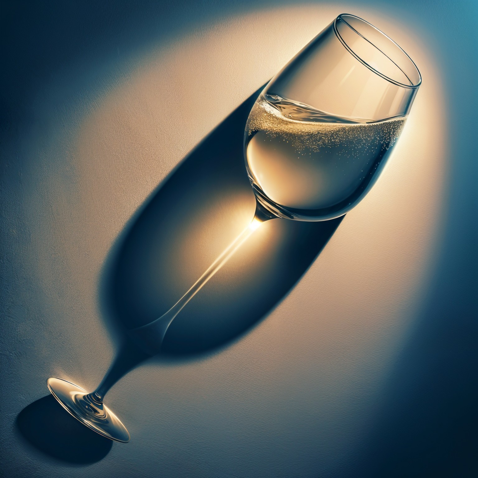 Sleek Wine Glass with Sparkling Water and Bubbles