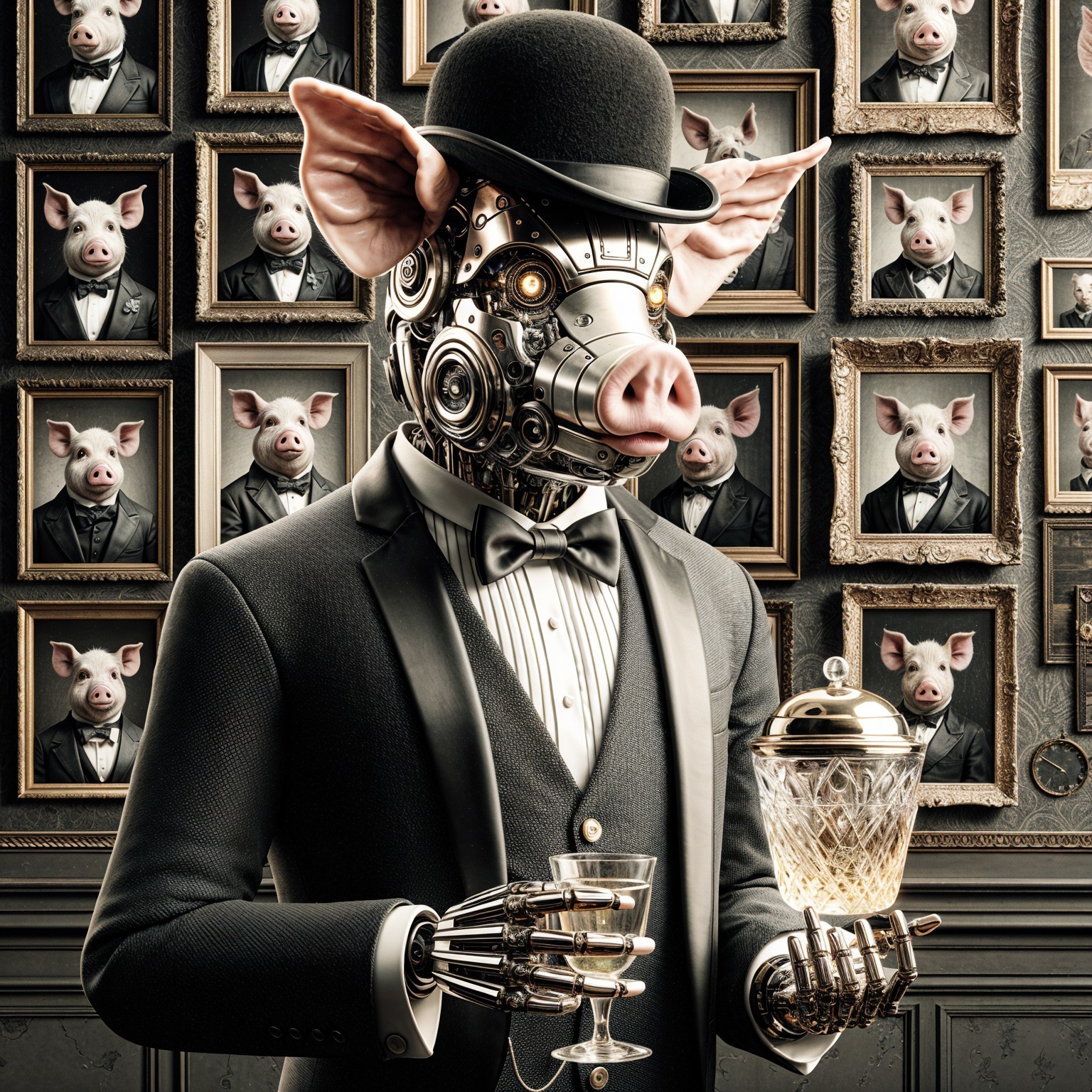 Mechanical Pig Figure in Lavish Room Decor