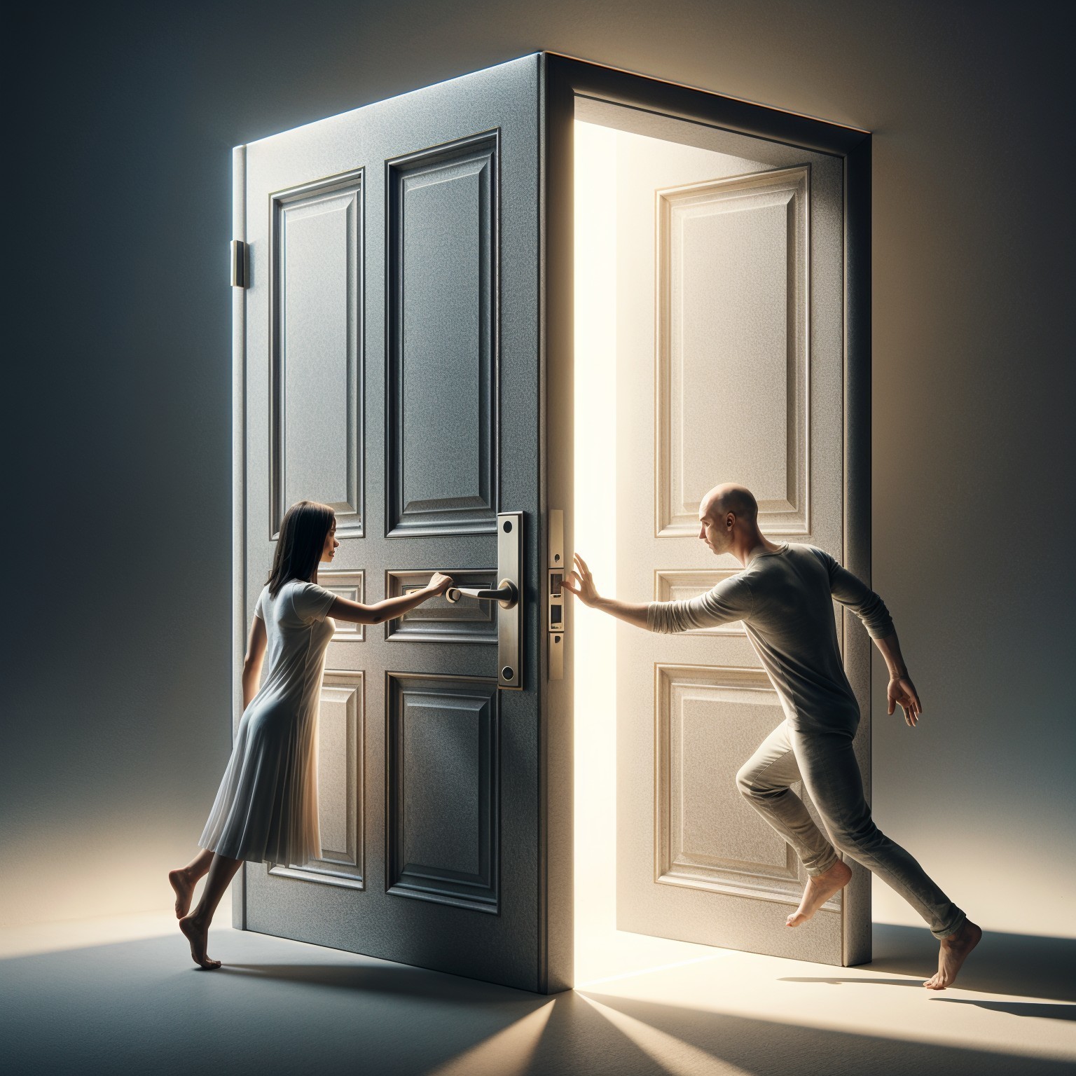 Dimly Lit Doorway with Inviting Glow and Urgency