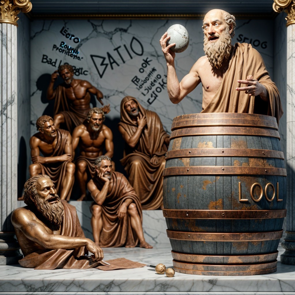 Dramatic Sculpture of Philosopher with Surrounding Figures