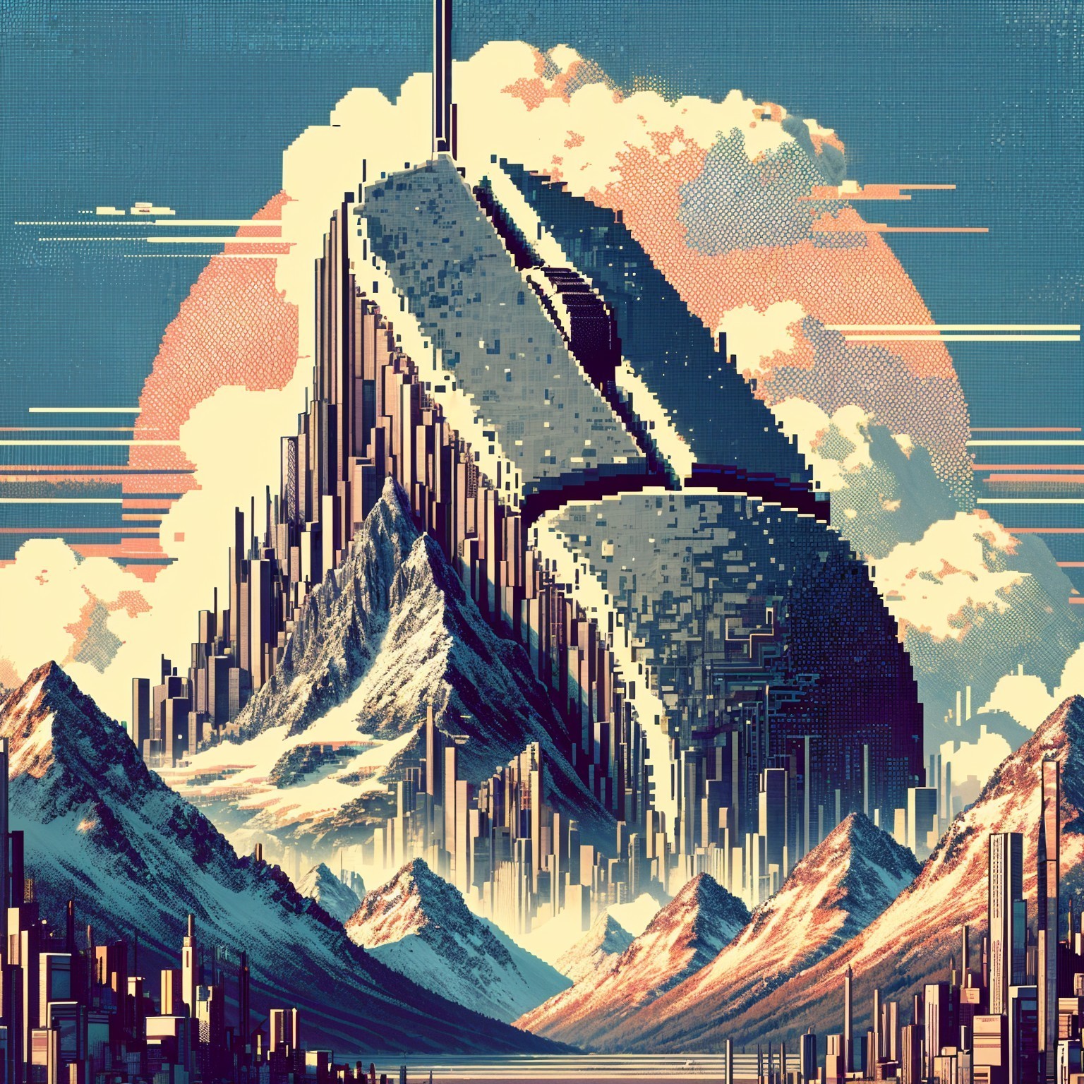 Futuristic Mountain Resembling Computer Mouse in Sky