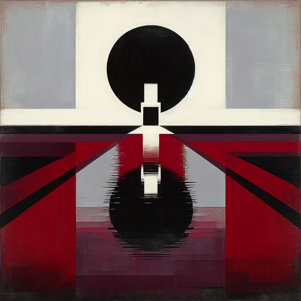Abstract Composition with Black Circle and White Square