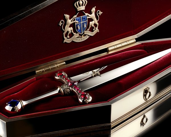 Ornate Sword in Luxurious Velvet-Lined Box