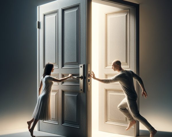 Dimly Lit Doorway with Inviting Glow and Urgency