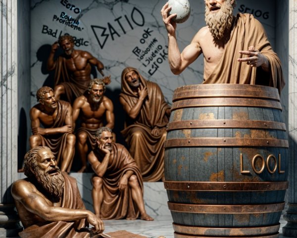 Dramatic Sculpture of Philosopher with Surrounding Figures