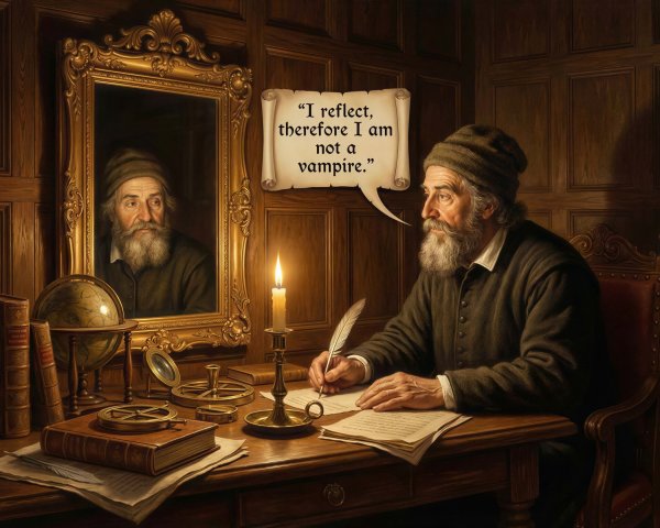 Oil Painting of an Old Man Writing at a Desk