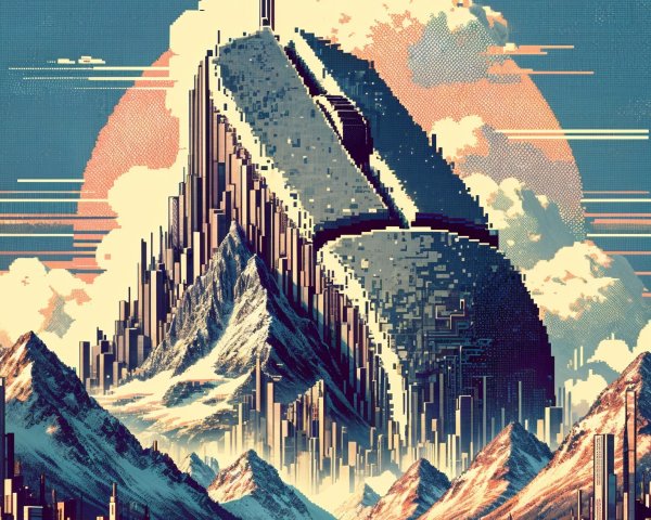 Futuristic Mountain Resembling Computer Mouse in Sky