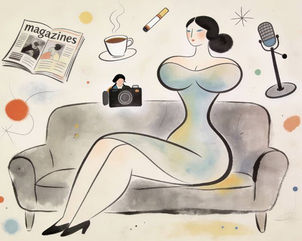 Whimsical Illustration of a Woman on a Sofa