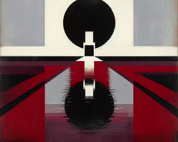 Abstract Composition with Black Circle and White Square