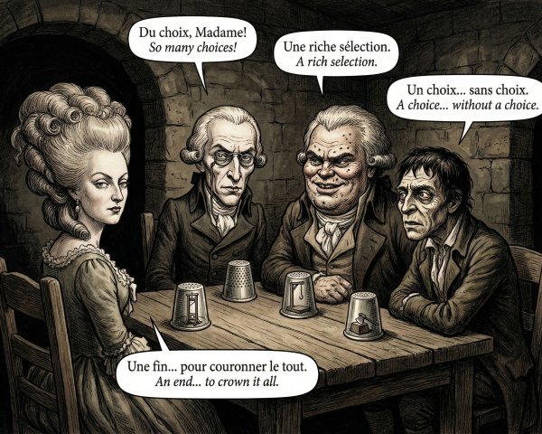 Cartoon Illustration of Marie Antoinette in a Room