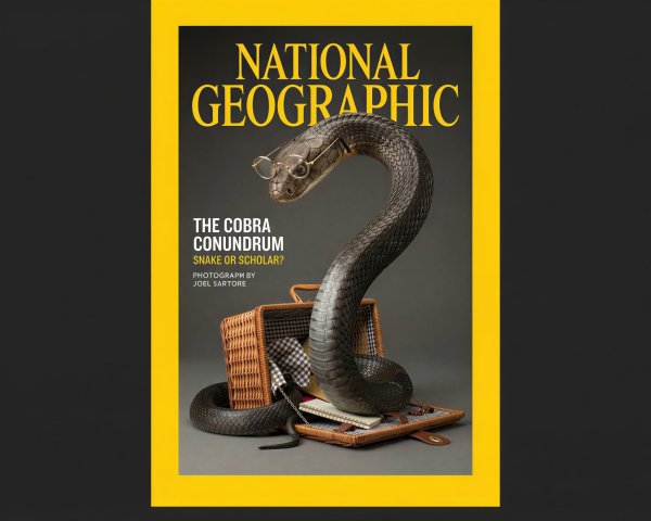 Black-Scaled Cobra with Glasses and Picnic Basket