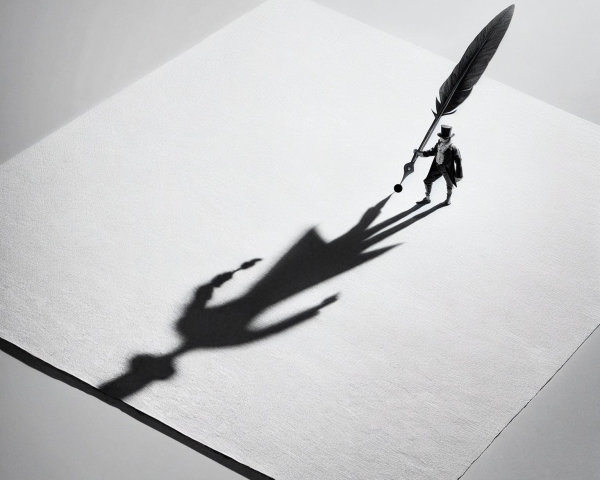 Miniature Figure with Quill on Textured Surface