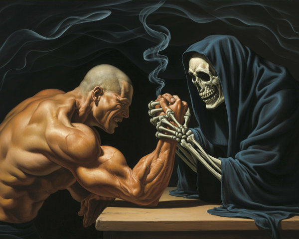 Dramatic Arm-Wrestling Match of Life and Death