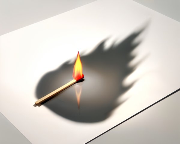 Upright Matchstick with Flickering Orange Flame