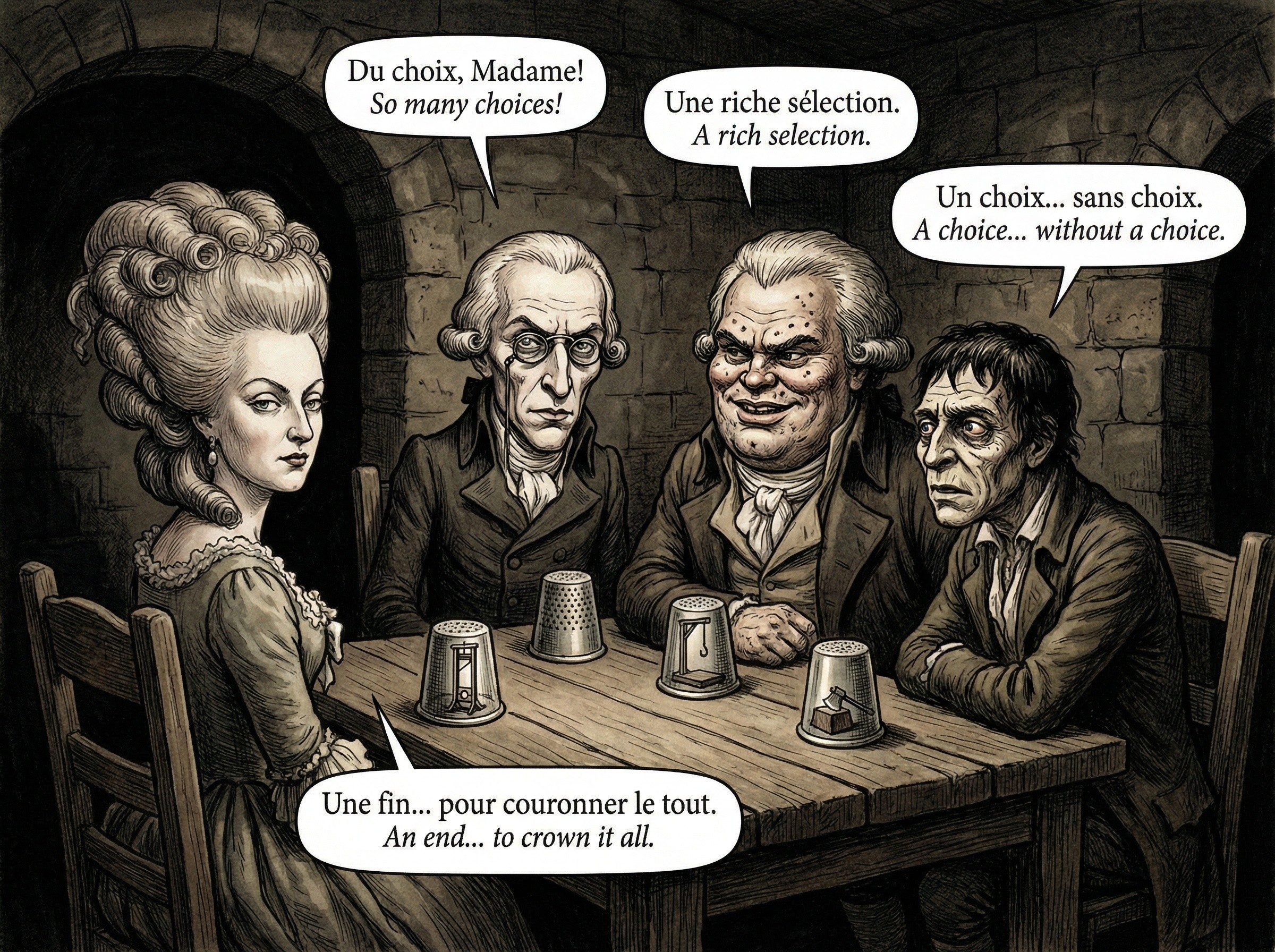 Cartoon Illustration of Marie Antoinette in a Room