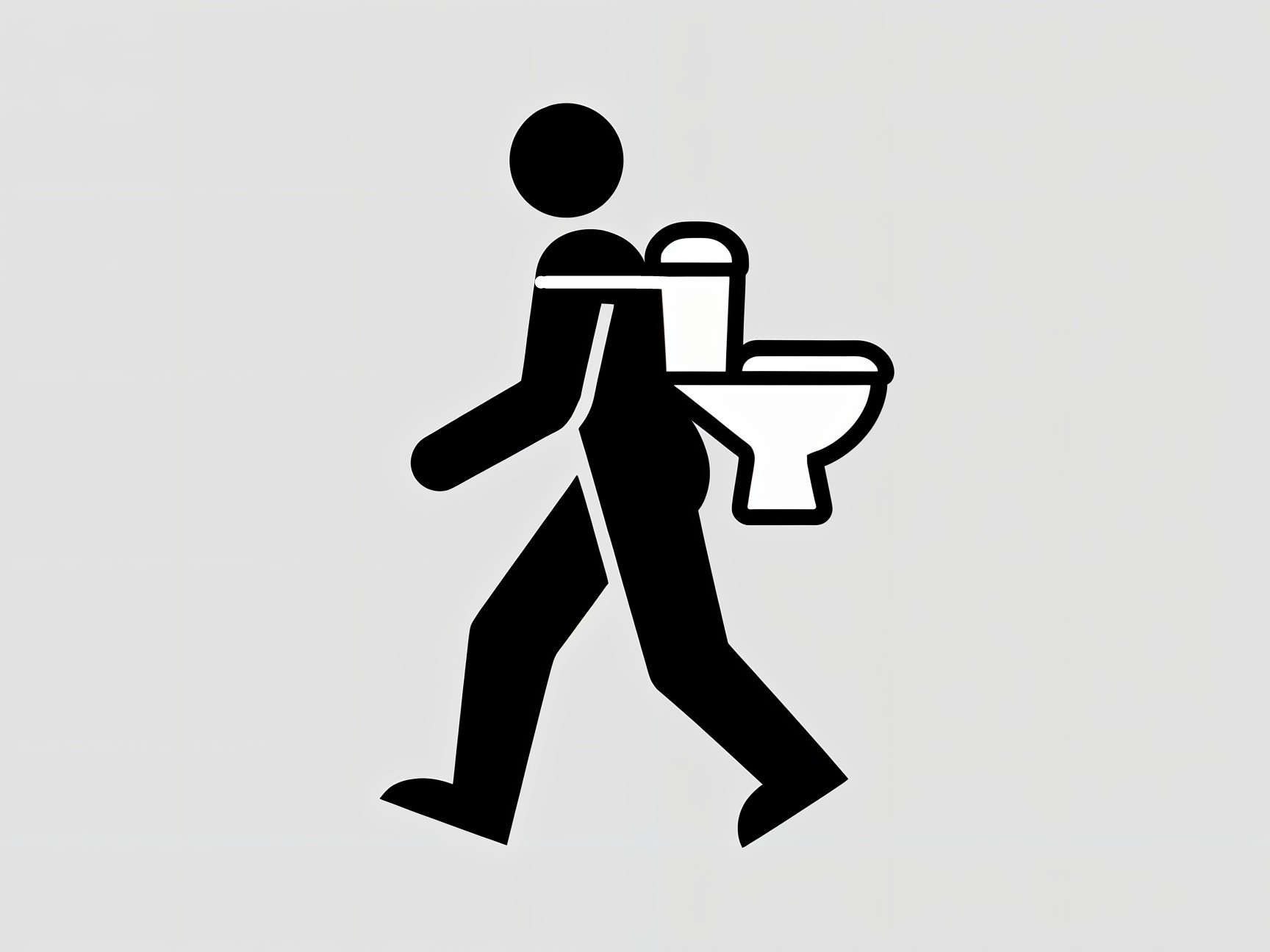 Stylized Icon of Person Carrying Toilet on Back