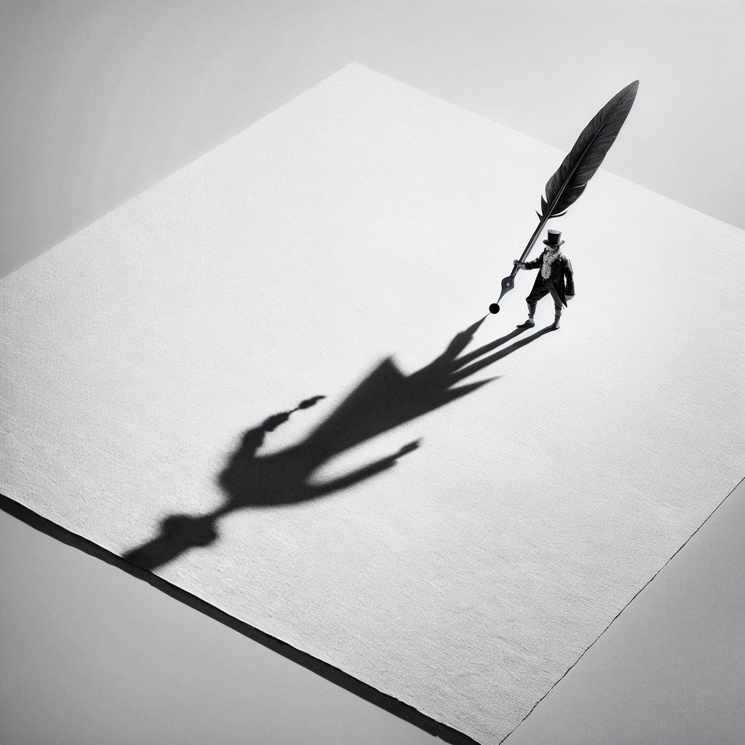 Miniature Figure with Quill on Textured Surface
