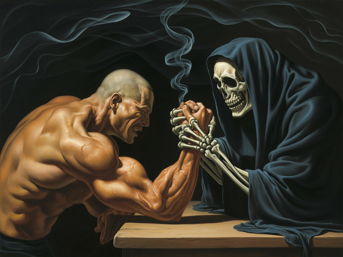 Dramatic Arm-Wrestling Match of Life and Death