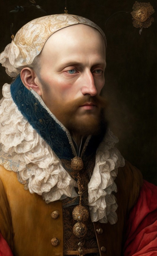 Nobleman Portrait with Opulent Attire and Calm Demeanor