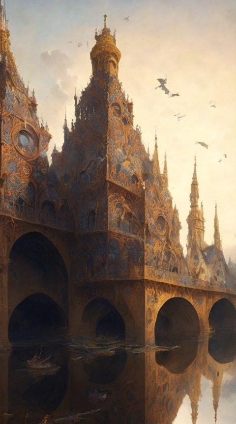 Fantasy Castle with Ornate Details and Dragons