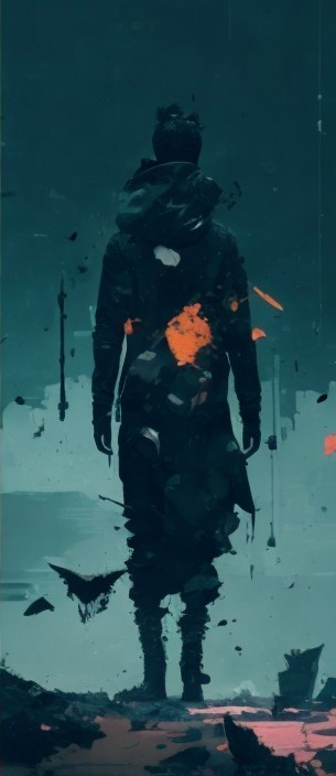 Solitary Figure in a Surreal Desolate Landscape