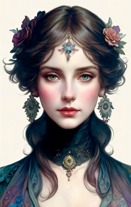 Portrait of a Young Woman with Roses and Elegance