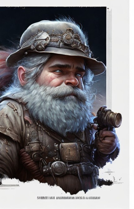 Elderly Gnome with Vintage Camera and Detailed Attire
