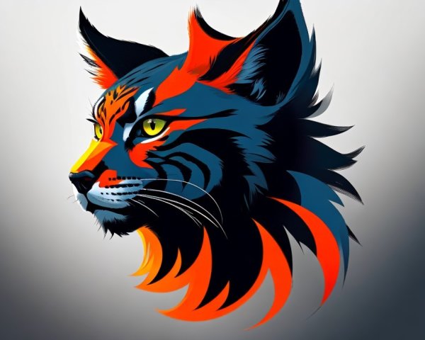 Stylized Colorful Tiger's Head with Dynamic Design