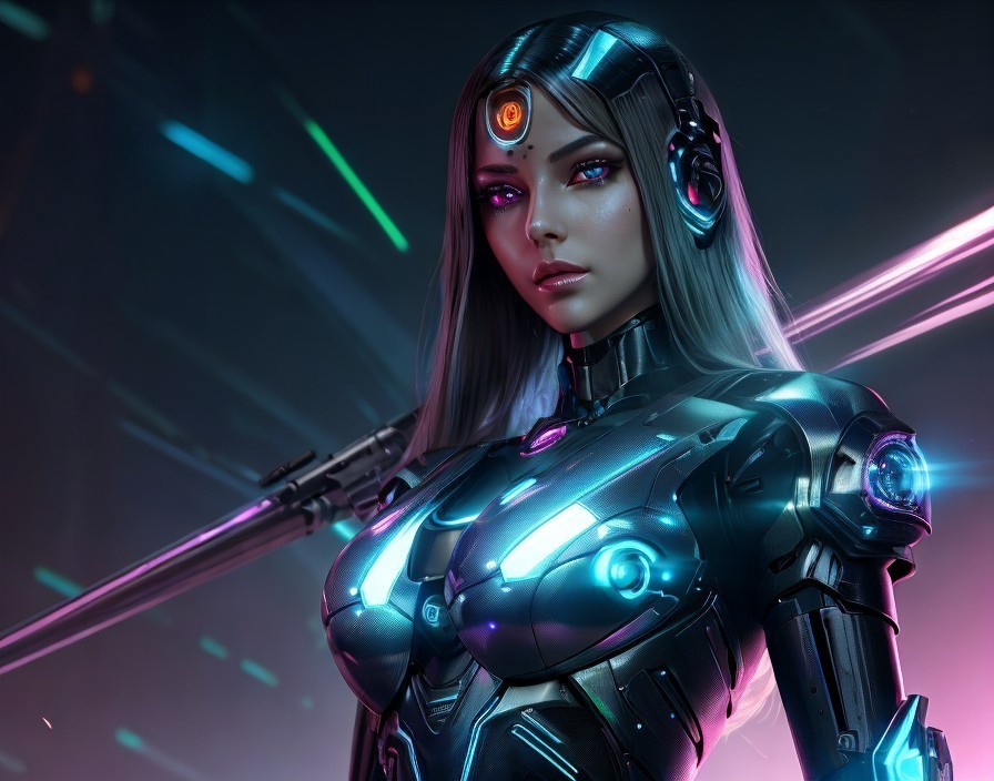 Futuristic Female Android with High-Tech Design
