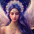 Celestial Figure in Sparkling Gown with Wings