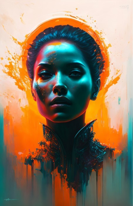 Portrait of a Woman with Ethereal Glow and Colors