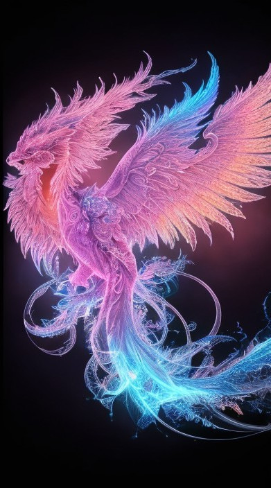 Vibrant Phoenix with Colorful Feathers and Wings