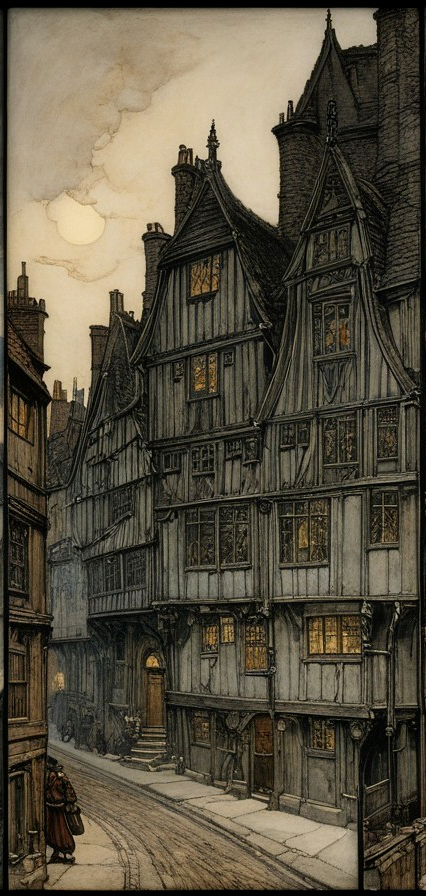 Medieval Cobblestone Street with Charming Architecture