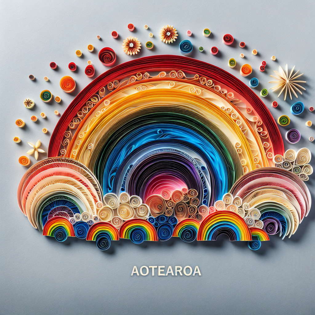 Vibrant Quilled Paper Art of Rainbow and Clouds
