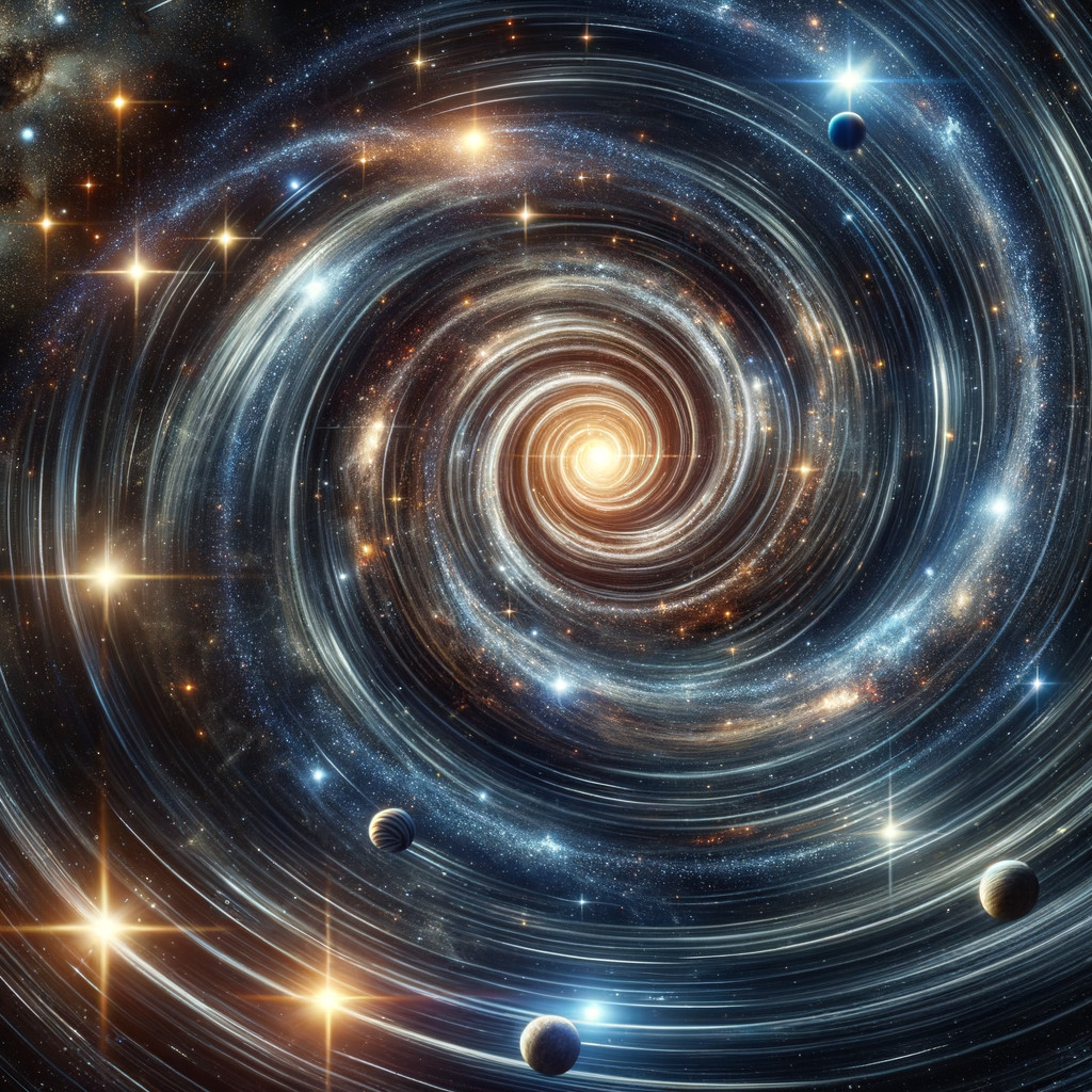 Vibrant Spiral Galaxy with Celestial Bodies and Stars
