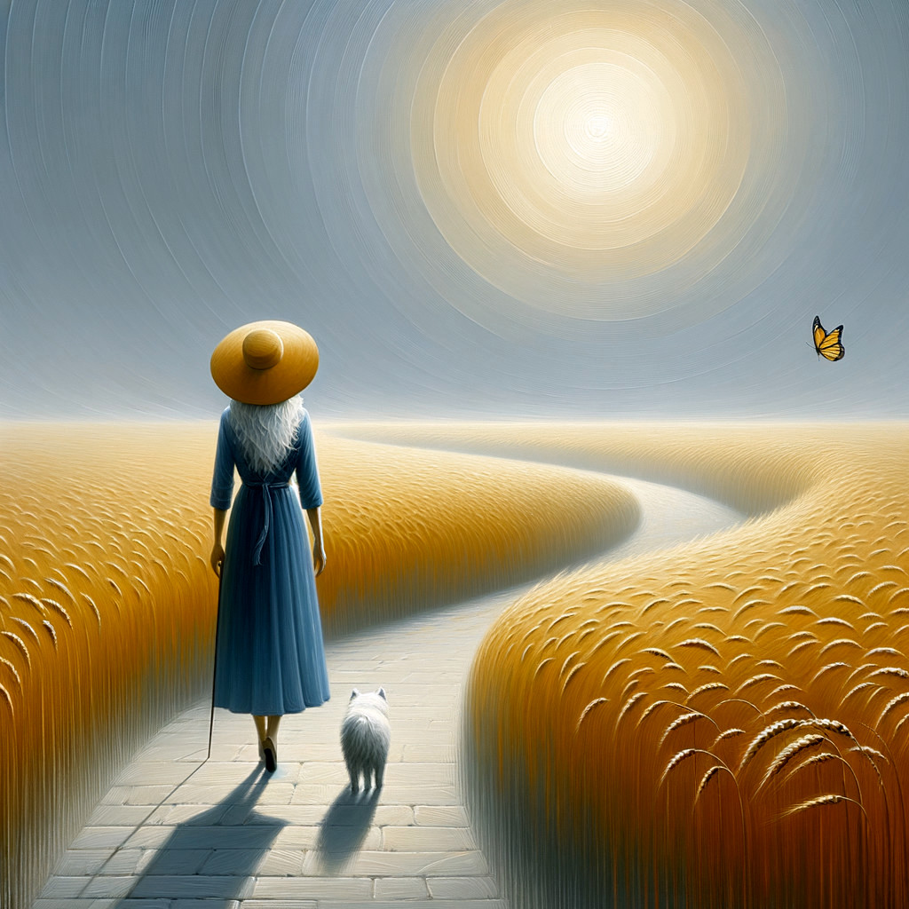 Woman in Blue Dress Walking Through Wheat Fields