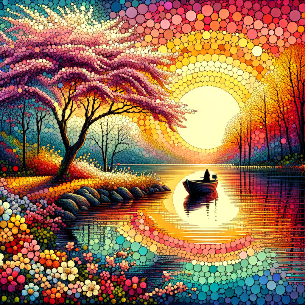 Vibrant Sunset Landscape with Serene Waterfront