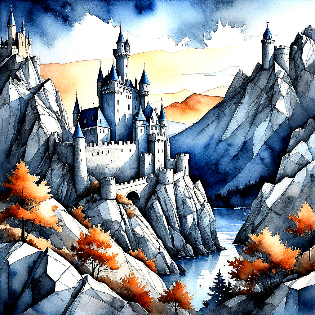 Majestic Castle on Cliffs with Autumn Landscape