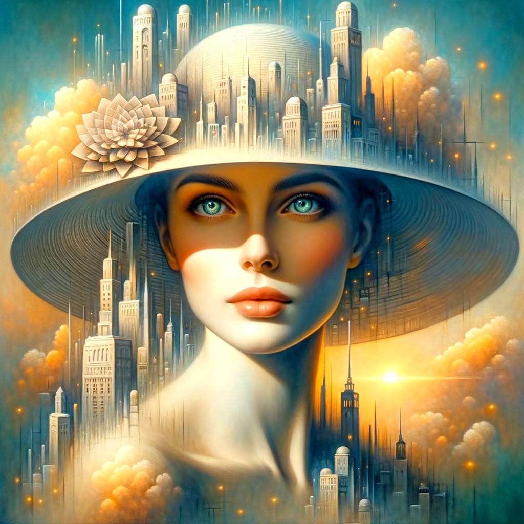 Portrait of a Woman with Blue Eyes and Elegant Hat