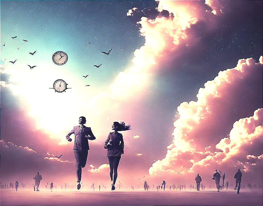 Surreal Landscape with Figures in Dreamlike Setting