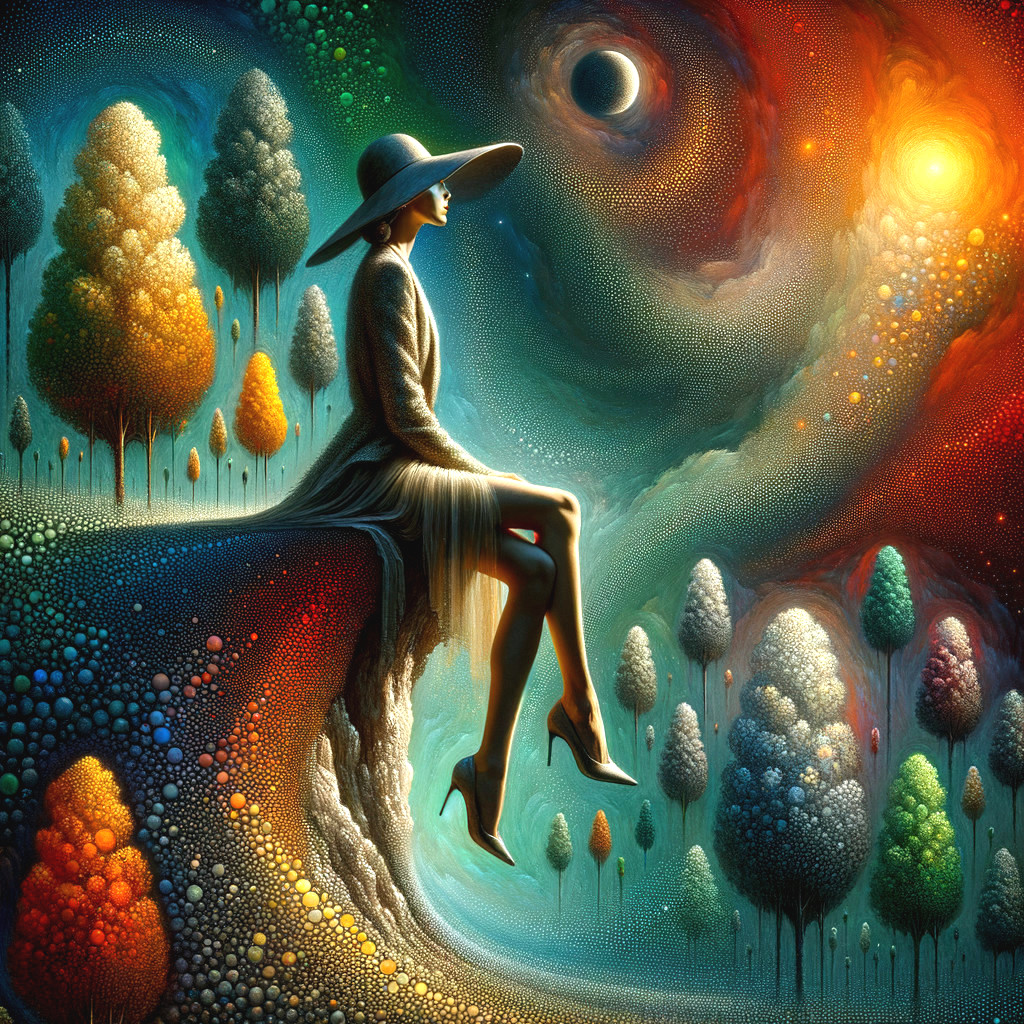 Serene Figure in Dreamlike Autumn Landscape