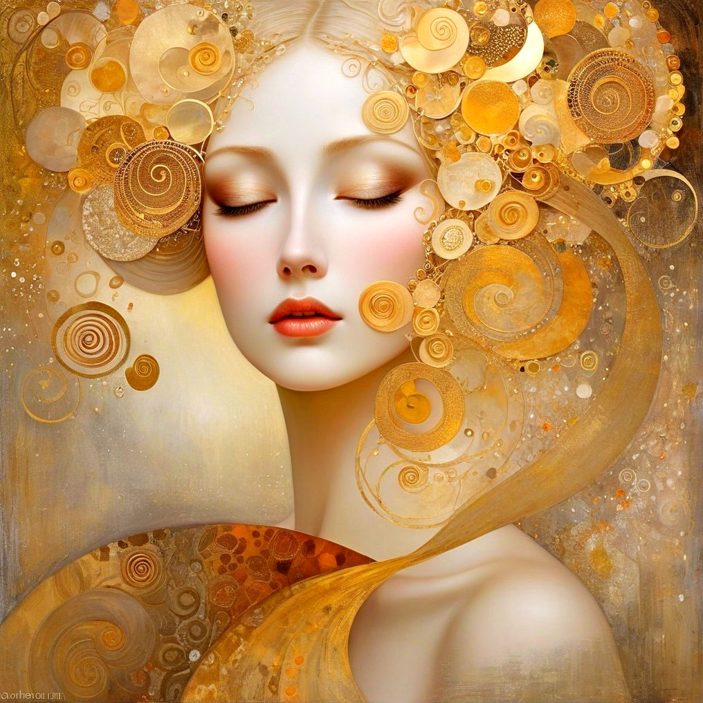 Ethereal Figure with Golden Hair in Warm Background