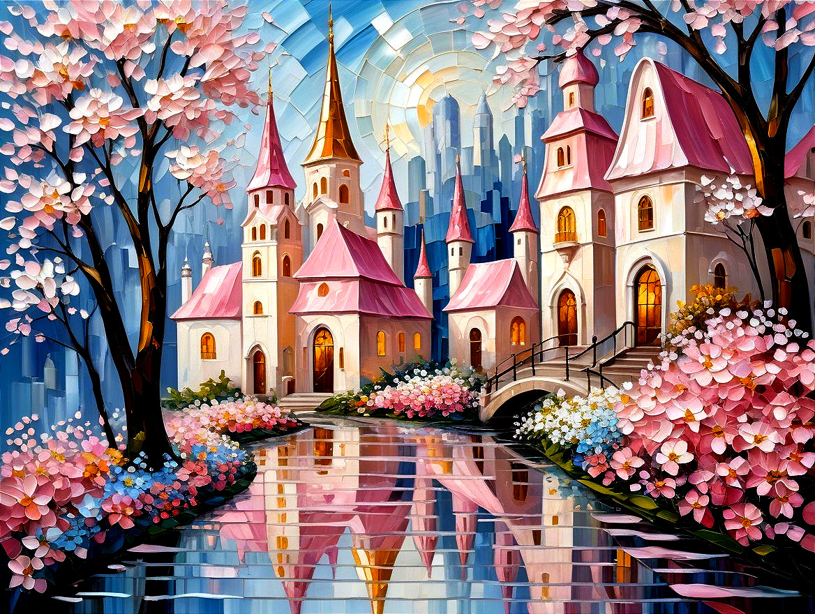 Fairy-Tale Landscape with Castles and Skyscrapers