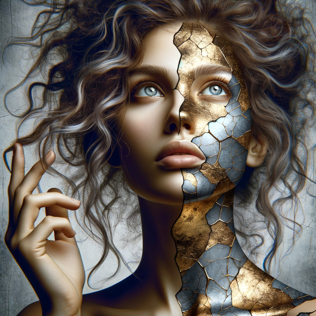 Portrait of a Young Woman with Surreal Elements